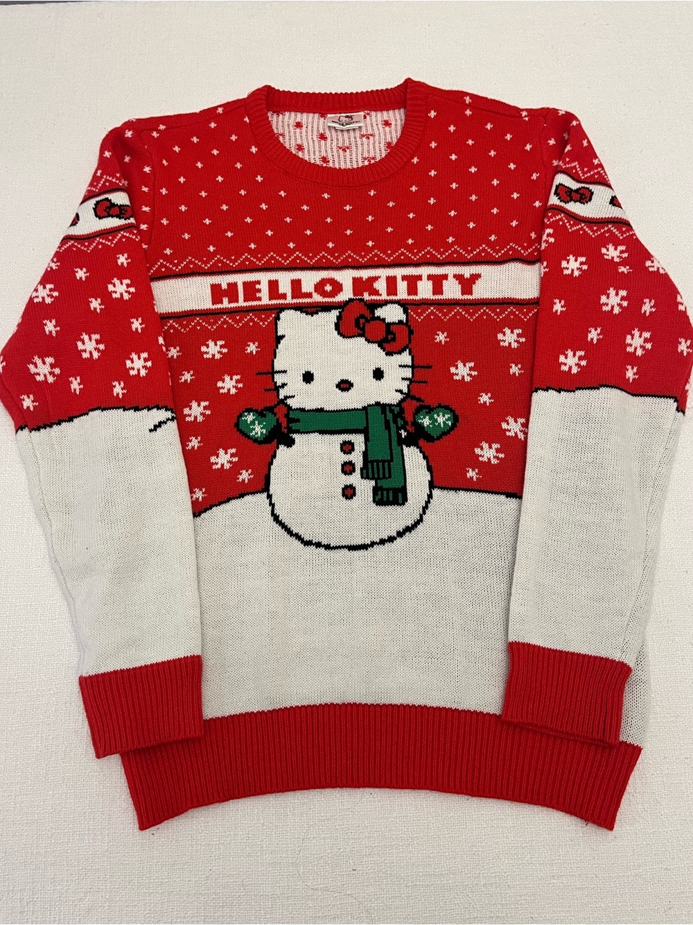 Hello Kitty Christmas Sweater Size Large Red White Sanrio Official